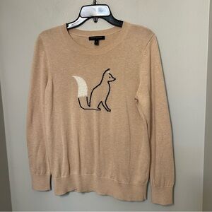 Banana Republic Sweater Fur Fox Beige Tan Brown Crew Neck Long Sleeve Sz M